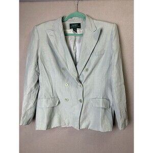 Lauren Ralph Lauren Blazer Woman 14 Green  Linen Silk Blend Jacket Career Office